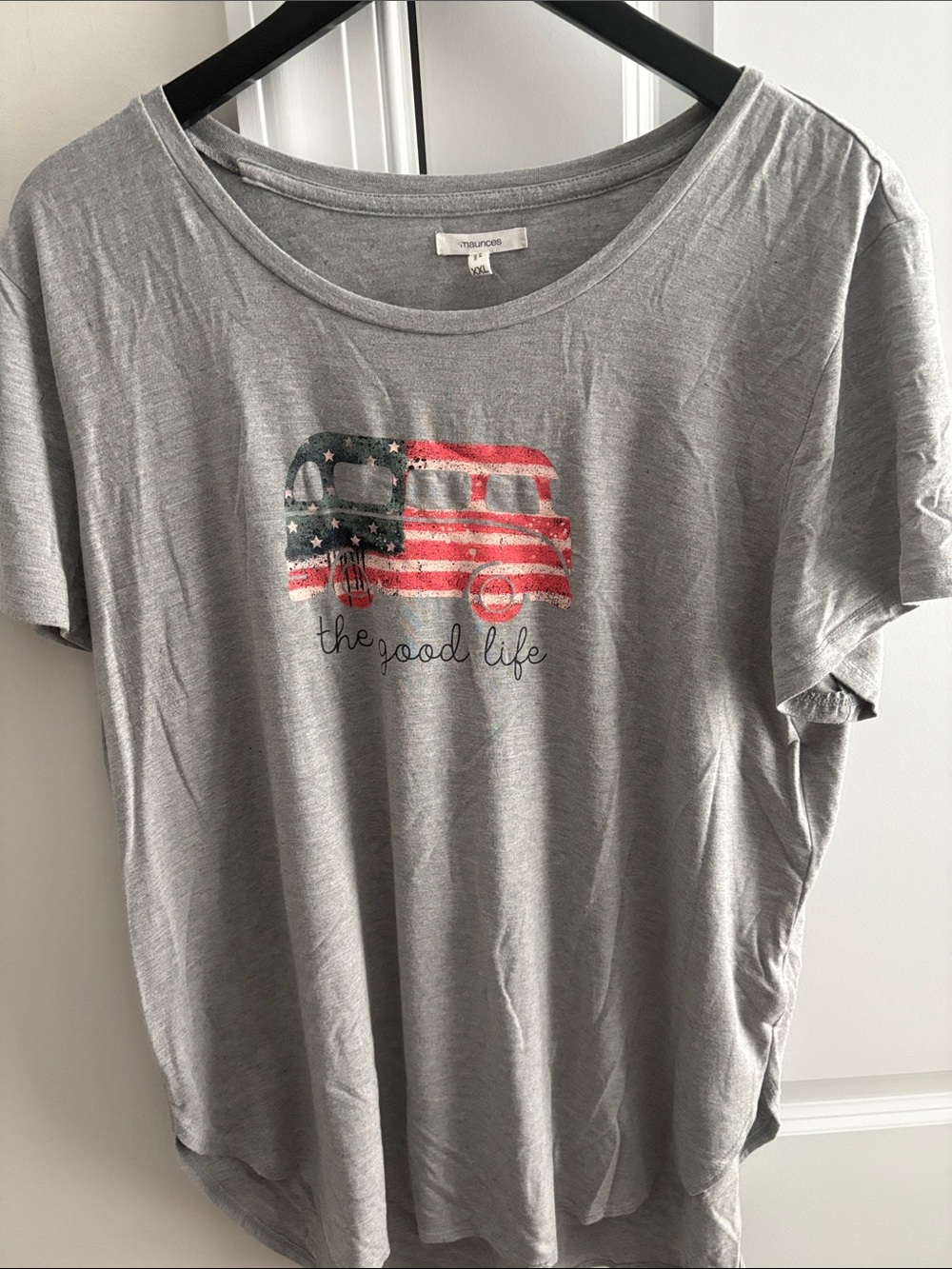 Maurices Gray Tee with American Flag Camper Graphic